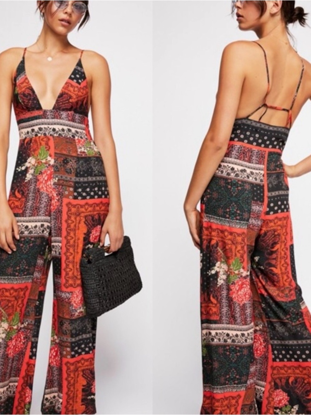 Free People Margarita Patchwork Jumpsuit Size 4